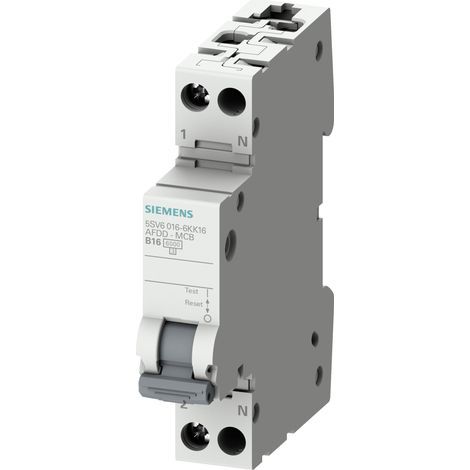 Siemens Combinación de interruptor de protección contra incendios-LS 230V, 6kA, 1+N, B, 16A Compacto (1TE), 5SV60166KK16 (1/5)