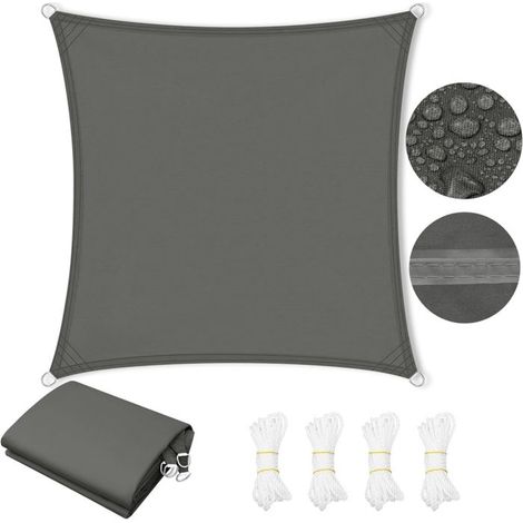 Tenda parasole impermeabile TuseRxln, protezione solare e UV, ideale per balconi, terrazze e campeggio, 2x2 m, grigio scuro.