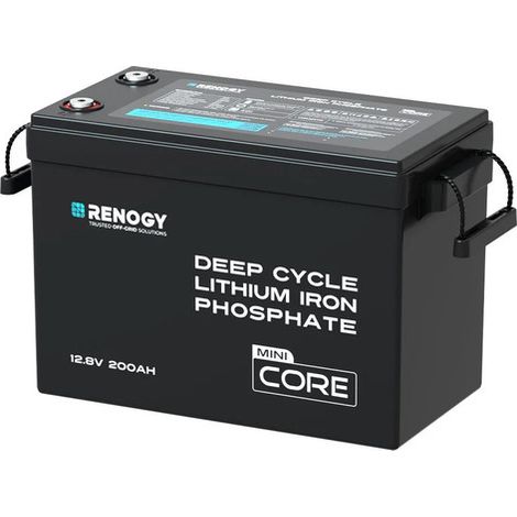 Renogy 12V 200Ah LiFePO4 Lithium Battery Mini Size, Up to 5000+ Deep Cycles, 200A Upgraded BMS, 380A Peak Discharge W/Low Temp Protection, Compact Size for RV, Marine, Solar, Trolling Motor Backpower