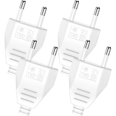 Quatre prises plates européennes, 250 V 2,5 A, prises de courant domestiques, adaptées à une installation encastrée ou de remplacement (blanches).