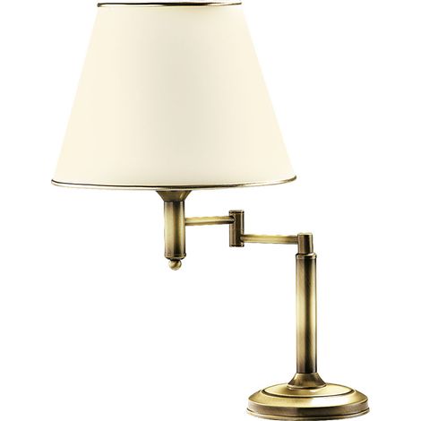 Lampada tavolo regolabile ottone patinato, ecrù E27 Jupiter