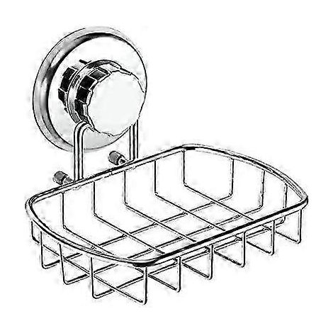 Porte-savon à ventouse ultra-adhérente et porte-éponge en acier inoxydable massif (pour salle de bain et cuisine, finition chromée)