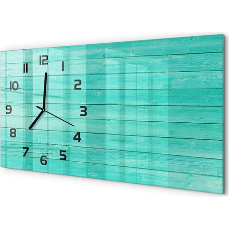 Horloge Murale Cuisine Moderne 60x30 cm Verre Silencieux Décoration Murale Planches vertes (1/5)