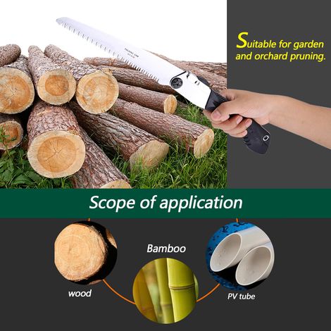 Scie pliante portable 235mm, outil de coupe pratique pour jardin, verger et paysage, élagage des branches, lame acier, poche ceinture (1/5)