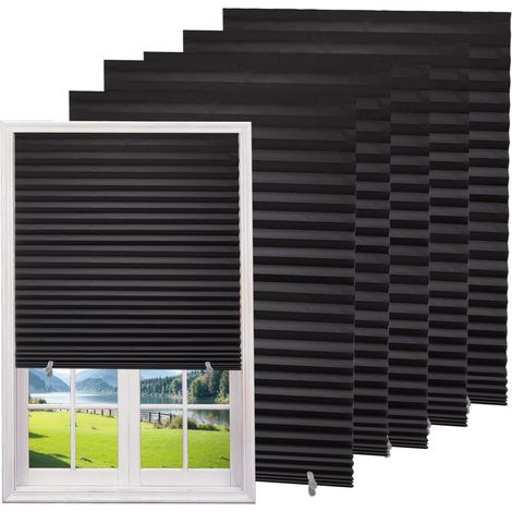 6 temporäre Papier-Raffrollos – Schwarz – 90 x 180 cm – Selbstklebend, kein Bohren erforderlich – Für Büro, Schlafzimmer und Wohnzimmer (1/5)