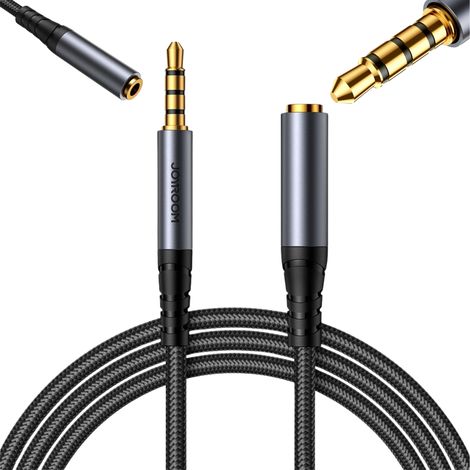 Cable de extensión de audio estéreo AUX con conector mini de 3,5 mm y 1,2 m, color negro. (1/5)