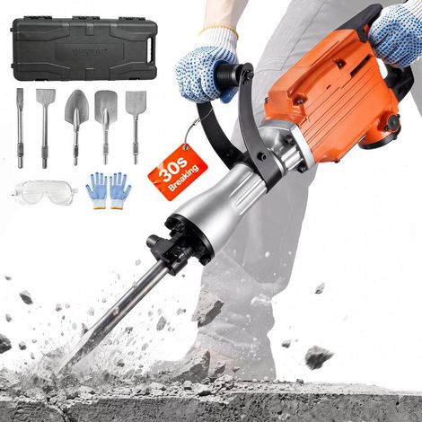 Pour buriner le béton, marteau-piqueur 2200 W 1350 BPM avec mandrin hexagonal pour chantier (1/5)