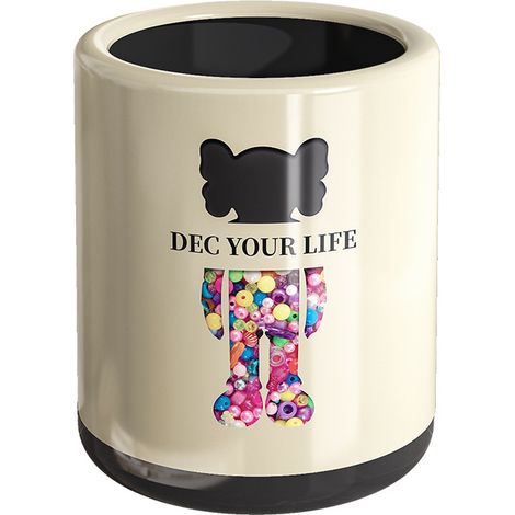 Poubelle 13L Blanc Crème Design Moderne, Corbeille à Déchets avec Double Seau Épaissi, Poubelle Salle de Bain Cuisine Chambre Salon WC, Grande Ouverture 19 cm, Ø24 x H29,5 cm (1/4)