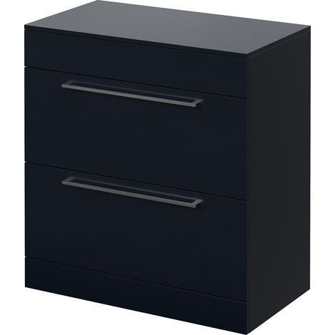 Napoli 460 Deep Blue 800mm 2 Drawer Vanity Unit for Countertop Basins - 800mm - Chrome 480mm Handle