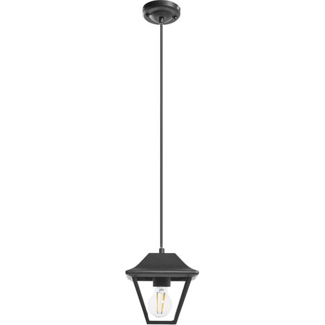 Lámpara colgante moderna de exterior iluminación decorativa para jardín estructura de aluminio mate pantalla de vidrio negro Resava (1/5)