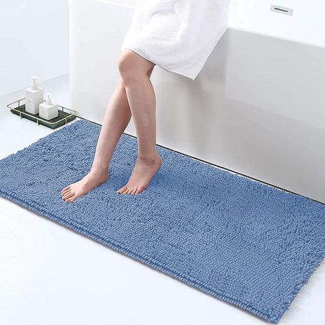 Tappeto Da Bagno Microfibra Super Soffice Lavabile In Lavatrice Antiscivolo Assorbente Lavaggio Rapido Super Morbido Bagno Doccia Camera Letto LightBlue - 60x120 cm