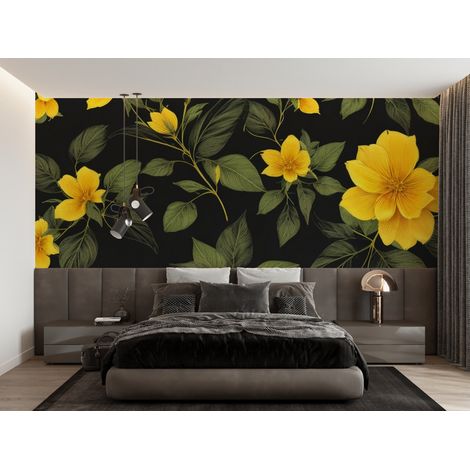 Papier peint noir et jaune - 150 x 250 cm (1/2)