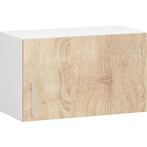 Akord – Armoire murale haute 60 cm – 1 porte battante chêne sonoma – 1 étagère – Panneau stratifié blanc – Dimensions 60x30,5x29 cm