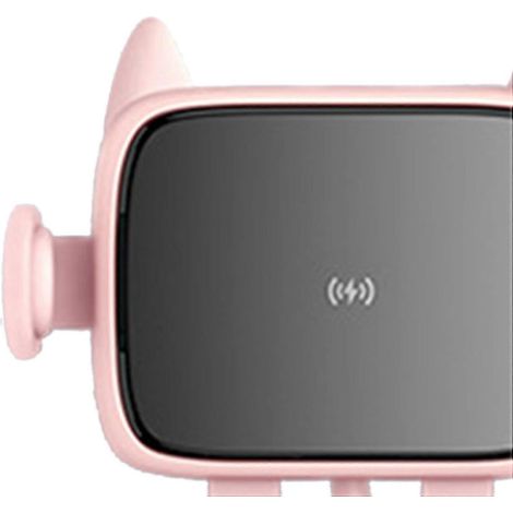 2-in-1 15W kabelloses Autoladegerät mit Handyhalterung und automatischer Klemmung für Lüftungsschlitze am Armaturenbrett, Pink