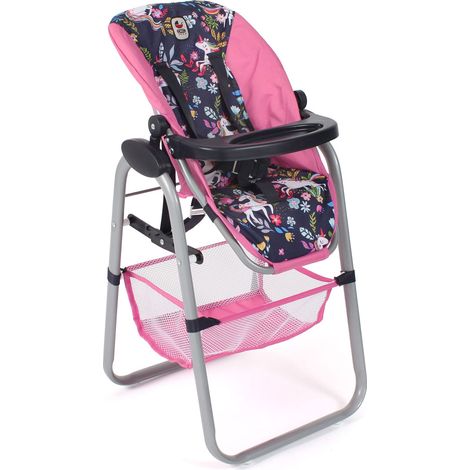 Chaise Haute pour poupée Licorne Bleu Marine/Rose (1/5)