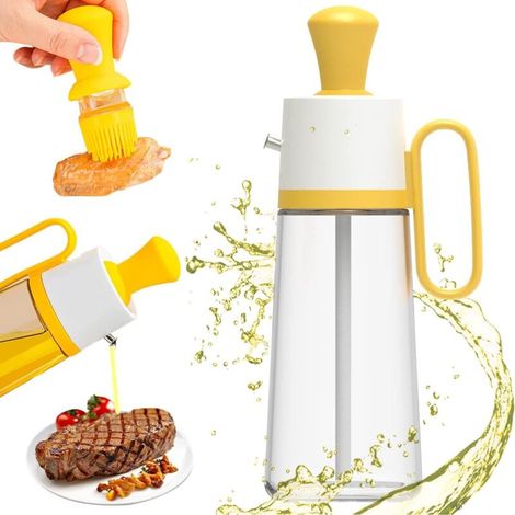 Öl- und Essigflasche aus Glas mit integriertem Silikonpinsel und Dosierer zum Kochen, Grillen, Zubereiten von Salaten und Backen - Crezuo