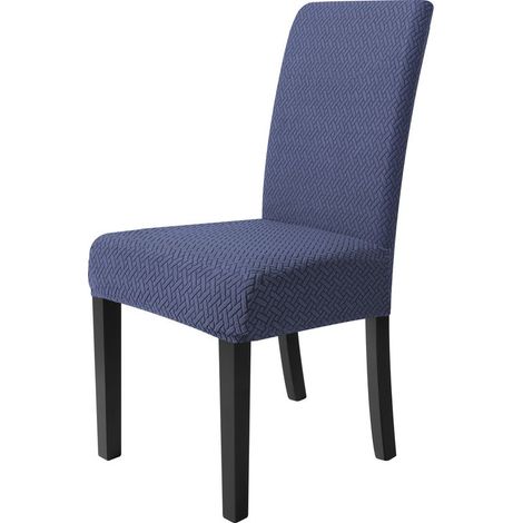 Housse de siège T-Shape en molleton élastique avec motif jacquard – Couleur unie bleu marine – Adaptée aux dossiers de 45 à 55 cm – Idéale pour canapé salon