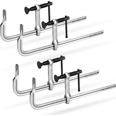 SHALL 4-teiliges Schraubzwingen-Set, 300 mm Ausladung, 200 kg Klemmkraft, geschmiedeter Stahl, präzise Befestigung von Holzteilen (1/5)