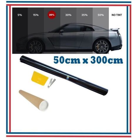 Film Teinté Pellicule Vitres Noir 20% Tres Noir Auto Voiture BATIMENT - Noir - Fenêtre arrière (1/4)
