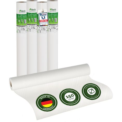 Veluxis® Papier peint intissé lisse de qualité supérieure, utilisable comme sous-couche et pour la peinture – peignable, pontant les fissures, dimensionnellement stable (lot de 4 pièces blanc, 25,00 m