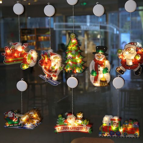 Luces navideñas con forma de piruleta, adornos navideños LED para Papá Noel, fiestas, decoración navideña para interiores y exteriores, lámparas colgantes a pilas (muñeco de nieve). (1/5)