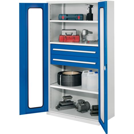 Kappes Schwerlastschränke ohne Mitteltrennwand 1950x1000x600mm Modell 42 Sichtfenstertüren enzianblau