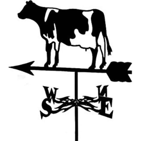 Girouette en métal avec silhouette de vache - Girouette décorative rurale pour jardin, toit et extérieur, noire, adaptée à toutes les conditions météorologiques, idéale comme décoration de jardin et c (1/5)