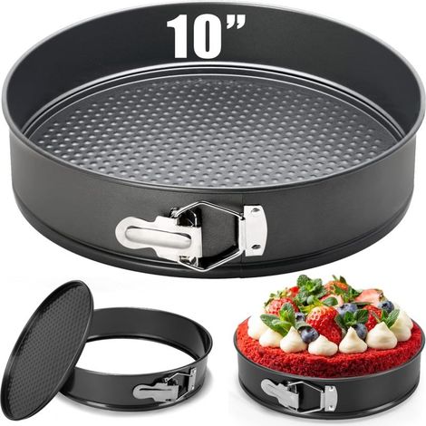 Moule à Gâteau Rond 25 cm (10 pouces), Acier Inoxydable Antiadhésif, Fond Amovible à Poussoir, Joint Anti-Fuite, Pour Cheesecake (1/5)