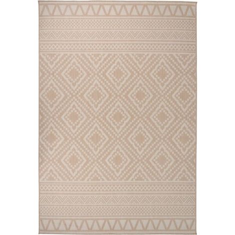 Tapis à tissage plat d'extérieur, Tapis de jardin, Balcon 160x230 cm Rayures brunes FYH58949 (1/5)