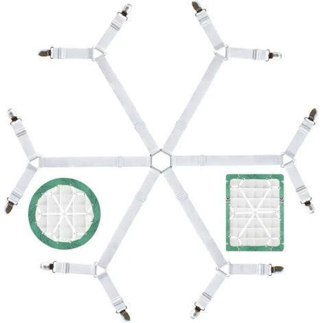 royaluxe-Attache Drap Housse, Tendeur Drap Housse, Sangle Matelas, Elastique Drap Housse, Sangle Drap Housse, Clips à 3 Voies et 6 Côtés, Convient Aux Draps-Housses et Aux Draps, Blanc (1/4)