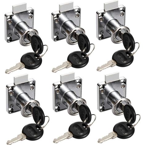 6 pcs Serrure de Tiroir de Bureau,Serrure à Came Alliage de Zinc Serrure d'armoire de Bureau Meubles-20.5mm (1/5)