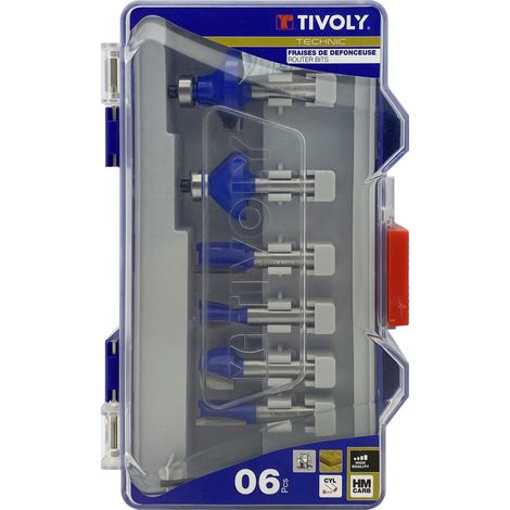 Tivoly • Coffret de 6 fraises de défonceuse de formes assorties - Queue 8mm