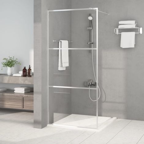 Paroi de douche pour douche à l'italienne, argentée, 90 x 195 cm, verre trempé transparent