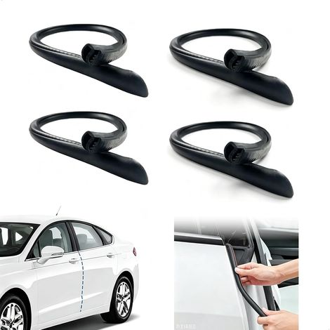 Joint Protege Porte Voiture, Protection Porte de Voiture, Protège- bord de Porte en Caoutchouc avec Clips Métalliques Découpable sur Mesure sans Colle Renforcé Antichoc pour Voiture Noir 4 Pièces (1/5)