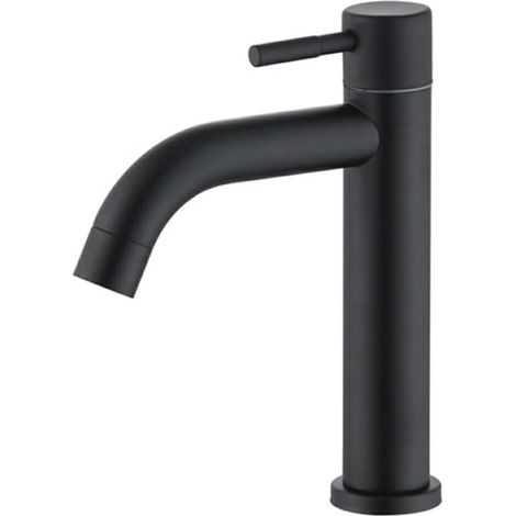 Robinet de lavabo, inox, noir, pour vasque et usage quotidien (1/5)