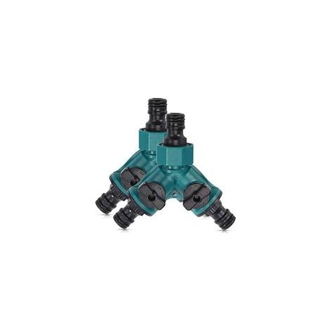 Lot de 2 séparateurs 2 voies avec vanne d’arrêt, raccord 3/4", pour tuyau d’arrosage – (1/5)