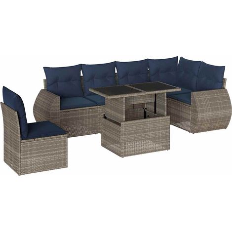 Maison Exclusive - Set Divani da Giardino 7 pz con Cuscini Grigio in Polyrattan (1/5)