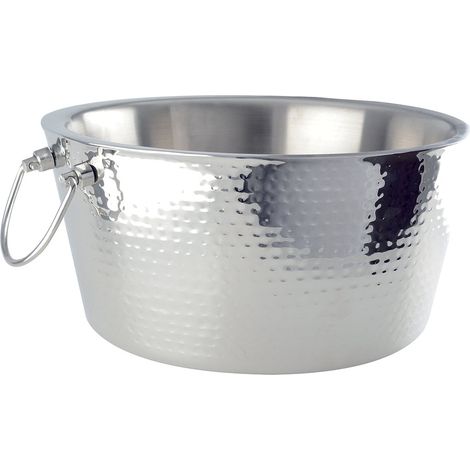 Vasque à Champagne et Seau à Bouteilles en Métal Argenté Effet Miroir 37 x 37 x 17 cm - PANGIVO (1/4)