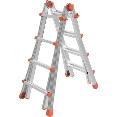Marchetti SCALA TELESCOPICA IN ALLUMINIO SQUADRA PIU' Gradini N°6+6 H max cm. 630 (1/2)