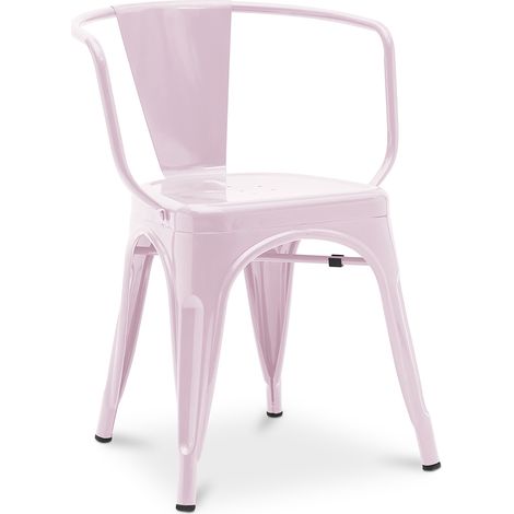 Chaise de salle à manger avec accoudoirs - Design industriel - Acier - Nouvelle édition - Stylix Rose pâle (1/5)