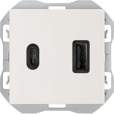 SIMON 270  Cargador USB doble A + C 3,1A Quickcharge blanco 20000296-090 (1/3)