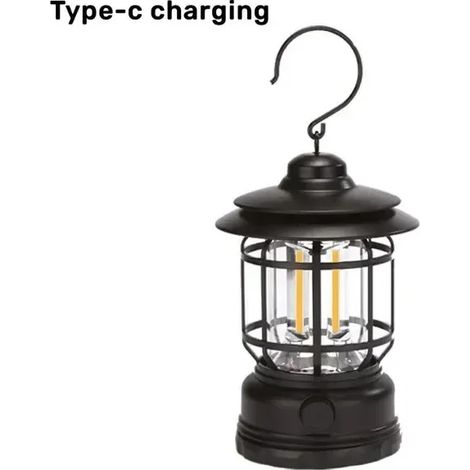 Lampe d'extérieur étanche (noire) pour jardin, allée, pelouse - Lanterne de camping - Éclairage de tente (1/3)