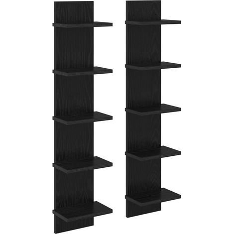 Estante de pared 2 uds. Roble Negro 22 x 15 x 100 cm vidaXL
