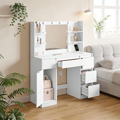 Table de maquillage de style moderne, bureau avec divers espaces de rangement, table d'écriture (table de maquillage uniquement)