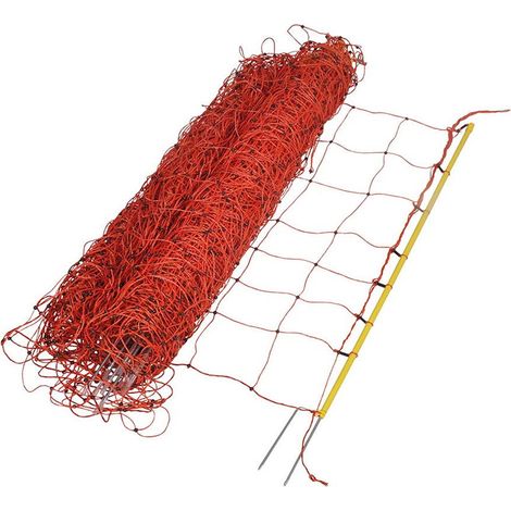 Rete per ovini arancio altezza 90 cm e lunghezza 50 m completa di 14 picchetti: Rete arancio 1 punta (1/2)