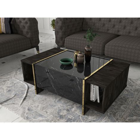 Couchtisch Veyron Rebab Braun Dunkelgrau ( Marmor Optik )