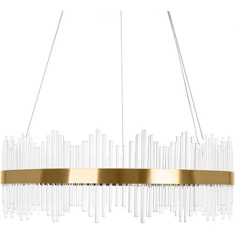 Delhi Crystal Rods - Lampadario ad anelli di cristallo 80 cm, LED 55W, ottone dorato (1/5)