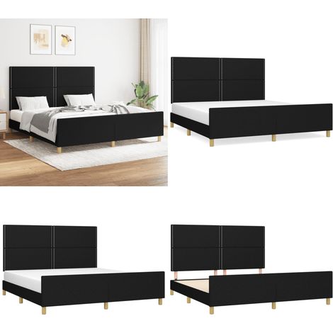 Bettgestell ohne Matratze Schwarz 160x200 cm Stoff - Bettsofa - Boxspringbetten - Doppelbett - Lattenrost - Massivholzbette - Home & Living