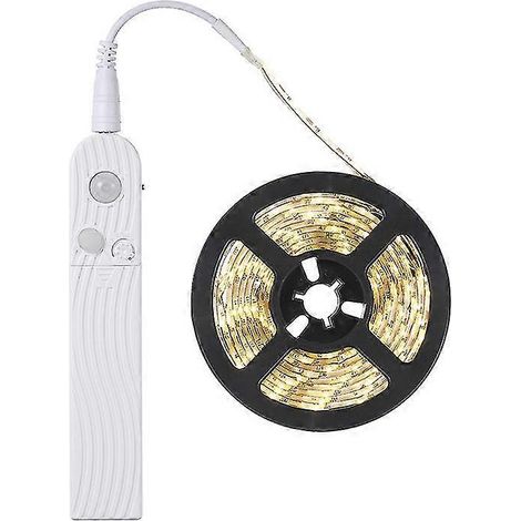 Bande LED de 3 m avec détecteur de mouvement, veilleuse à piles avec capteur PIR, éclairage de placard, étanche IP65, (blanc chaud 3500K, 3 m) (1/5)