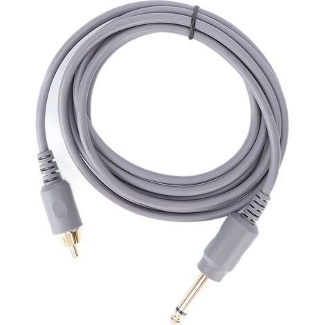 Cordon de raccordement pour machine à tatouer, câble droit tête caoutchouc, alimentation convertisseur 2m, fiche RCA, gris, kit d'accessoires (1/5)